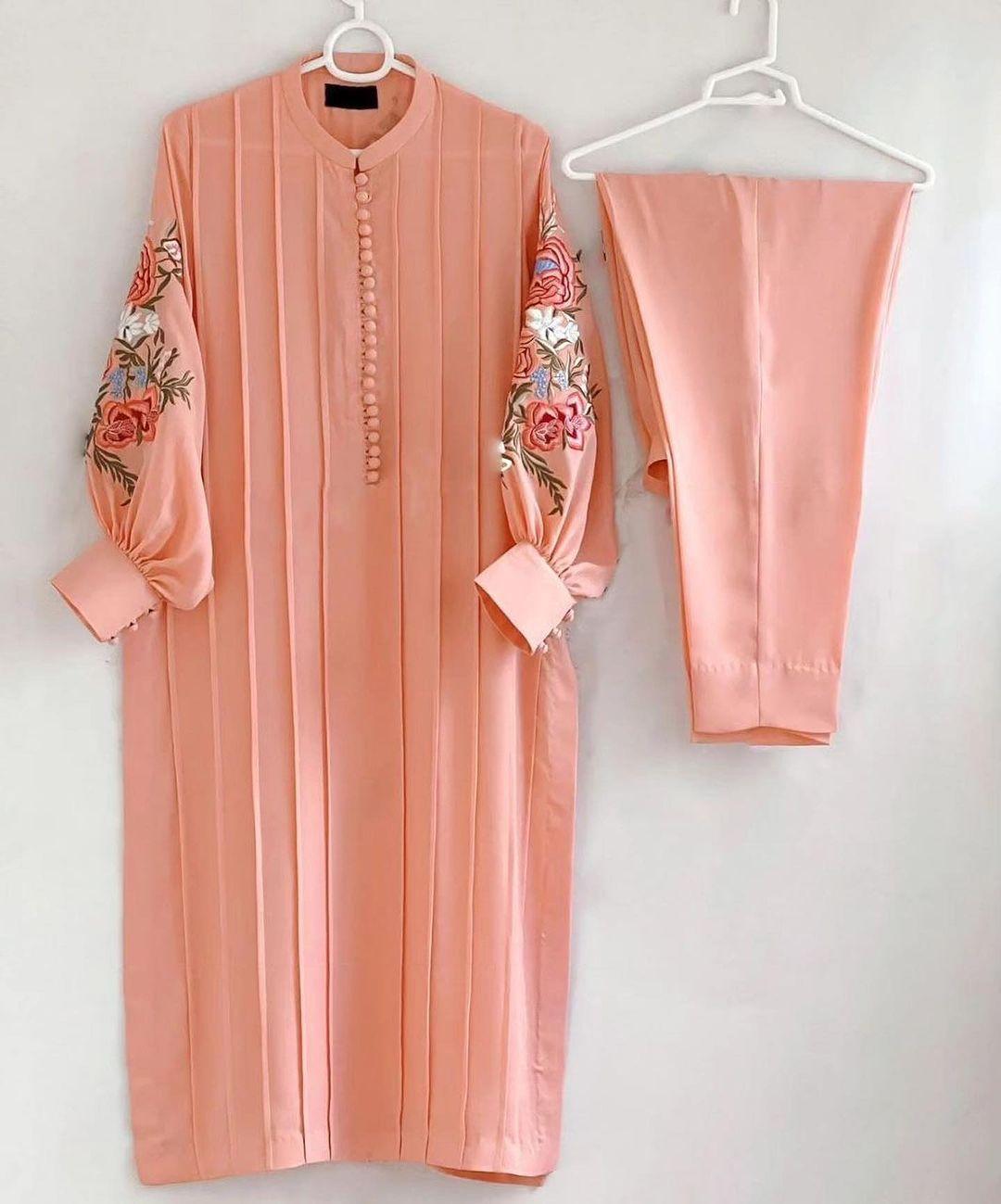 Elegant Embroidered Women's Stitched Shirt And Trouser Set - 2 Pcs