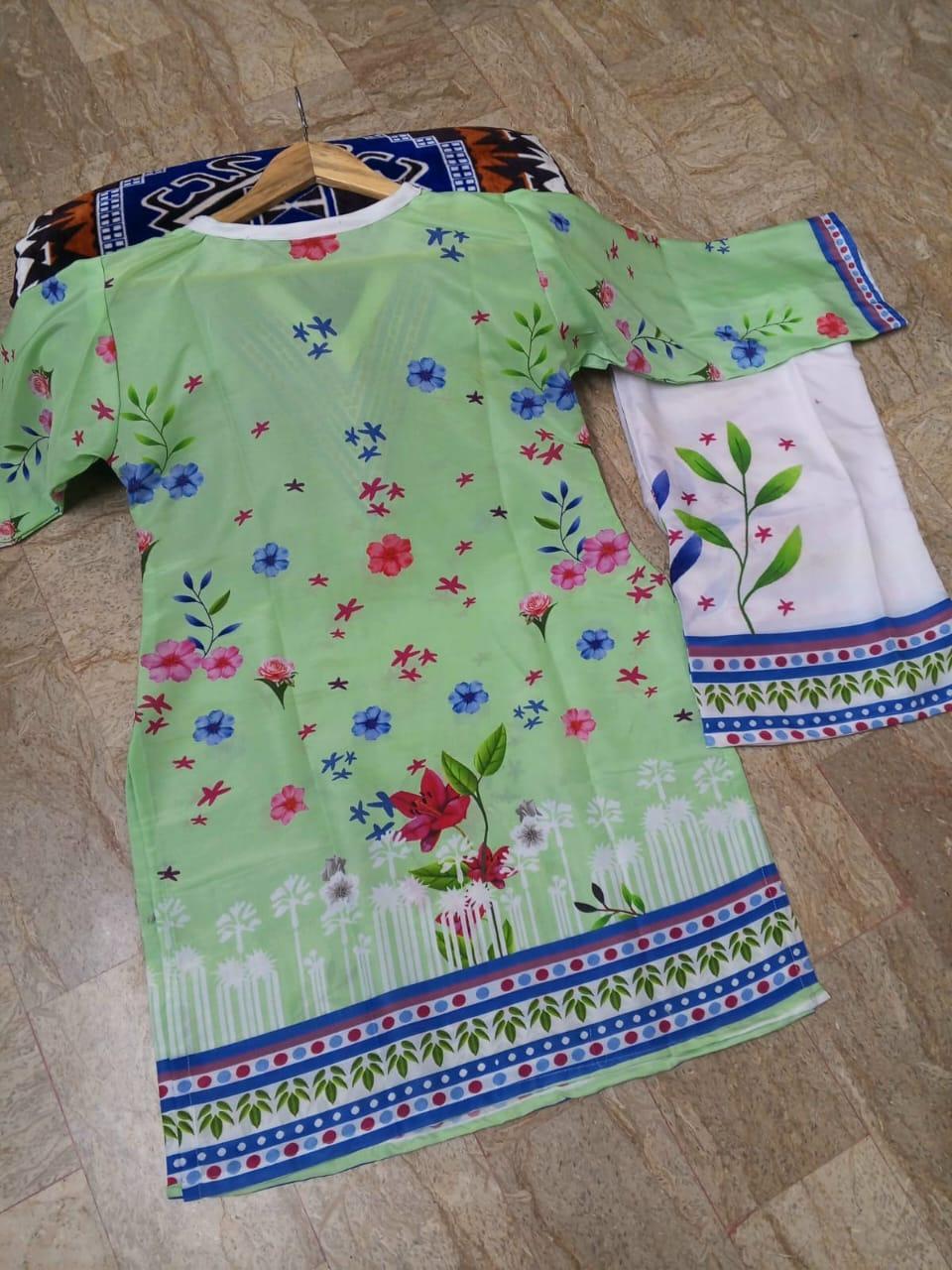 2 Pcs Women's Stitched Printed Co-Ord Set
