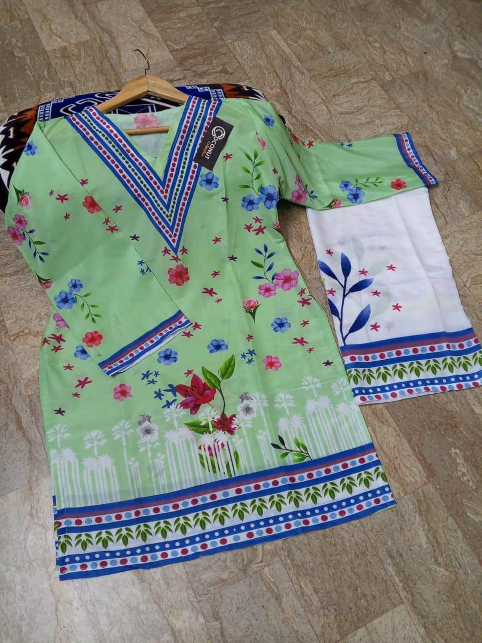 2 Pcs Women's Stitched Printed Co-Ord Set