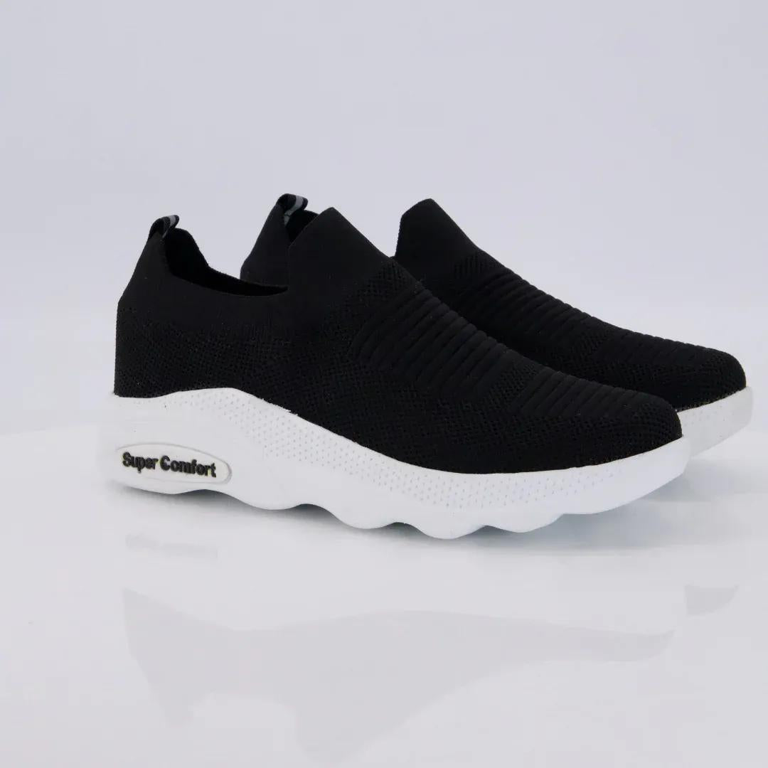 Men's Casual Jersey Knit Sneakers (Black White) - 614