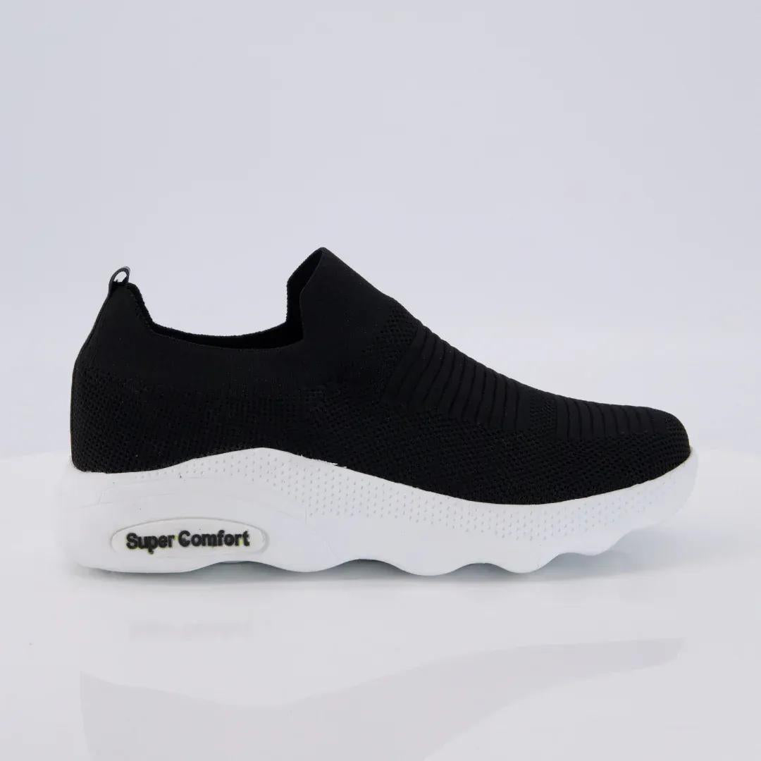 Men's Casual Jersey Knit Sneakers (Black White) - 614