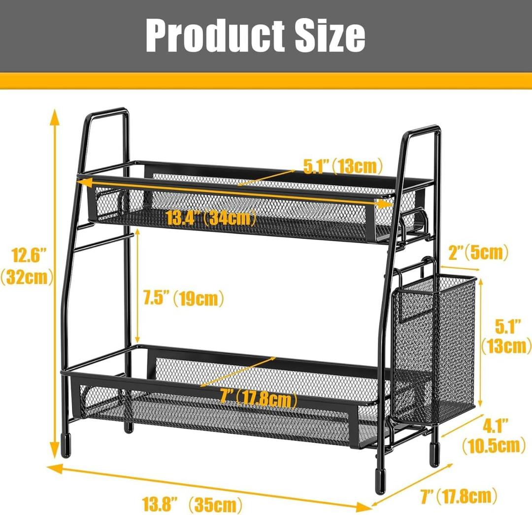 Durable Black Stainless Steel Bathroom Organizer - 1 Pc for Effective Storage Solutions