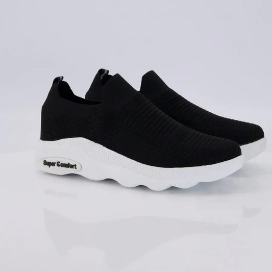 Men's Casual Jersey Knit Sneakers (Black White) - 614