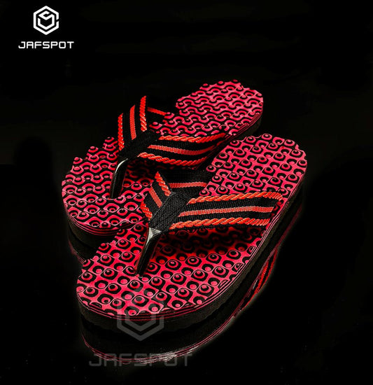 Men's Comfortable Doted Slippers Summer Flip Flops, JF025-Red